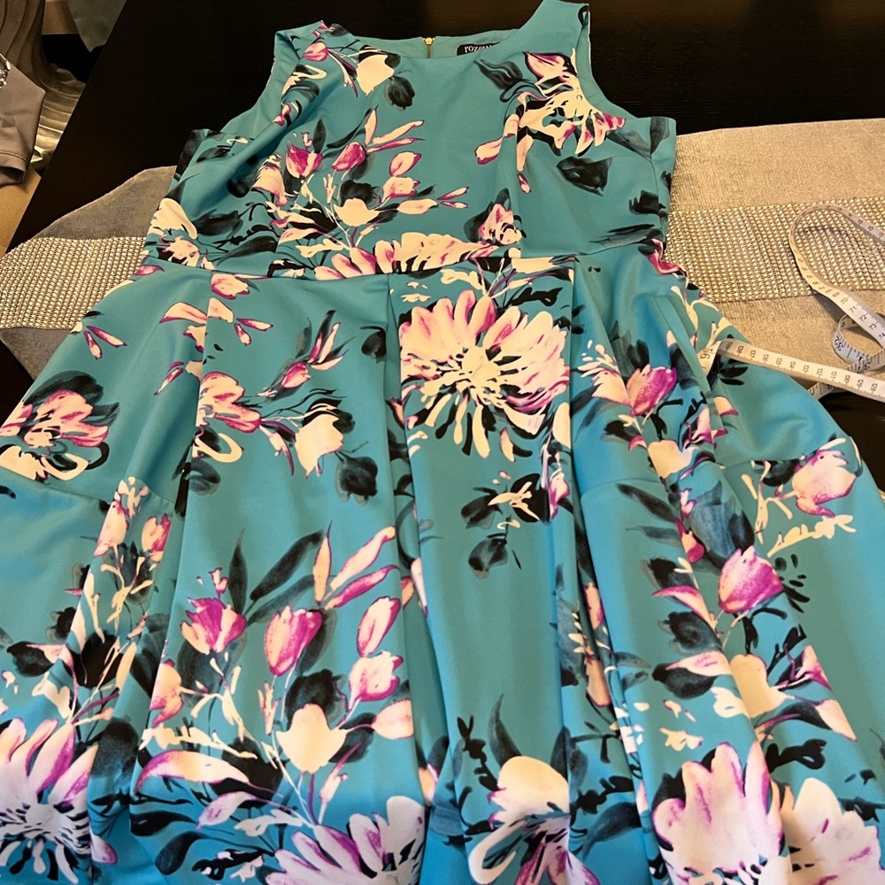 B12 Roz & Ali Women’s Turquoise Floral Dress Size 14. - Picture 10 of 14